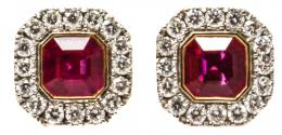 195 - PENDIENTES ROSETÓN CON BRILLANTES Y RUBÍES