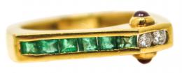 91 - ANILLO CON ESMERALDAS Y BRILLANTES