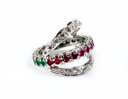 49 - ANILLO CON EMERALDAS, BRILLANTES Y RUBÍES