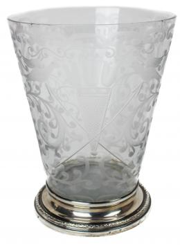53 - JARRON FLORERO EN CRISTAL Y PLATA