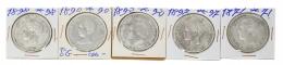 380 - CINCO MONEDAS "DUROS" EN PLATA