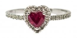 155 - ANILLO ROSETÓN CORAZÓN CON RUBÍ