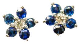 265 - PENDIENTES FLOR CON ZAFIROS Y BRILLANTES