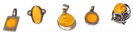 247 - LOTE DE JOYAS PLATA CON ÁMBAR