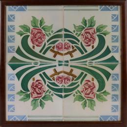 478 - PLAFÓN MODERNISTA DE CUATRO BALDOSAS DE PRINCIPIOS DEL S. XX