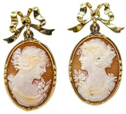 138 - PENDIENTES LARGOS CON CAMAFEOS DE PPS. DEL S.XX