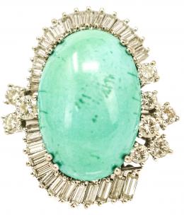 185 - SORTIJA DE LOS AÑOS 60, CON DIAMANTES Y TURQUESA