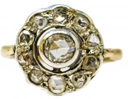167 - SORTIJA ROSETÓN CON DIAMANTES DE FLES. S.XIX