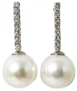 123 - PENDIENTES CON BRILLANTES Y PERLA AUSTRALIANA