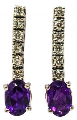 122 - PENDIENTES CON BRILLANTES Y AMATISTA