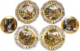 469 - LOTE DE SEIS PLATOS EN PORCELANA