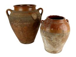 428 - DOS TINAJAS EN CERÁMICA POPULAR DE PRINCIPIOS DEL S.XX