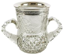 23 - CUBITERA EN CRISTAL Y PLATA DE MEDIADOS DEL S.XX