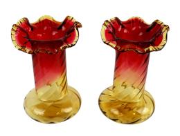 46 - PAREJA DE JARRONES EN CRISTAL DE PRINCIPIOS S..XX