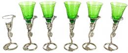 726 - SEIS COPAS DE CAVA CON PIES DE PLATA