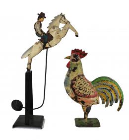 850 - FIGURA Y MÓVIL EN METAL ESMALTADO DE MEDIADOS DEL S.XX