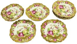 468 - OCHO PLATOS DE POSTRE EN PORCELANA PRIMER TERCIO S.XX