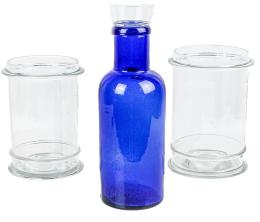 9 - BOTELLA Y DOS TARROS DE CRISTAL DE LA PRIMERA MITAD DE SIGLO