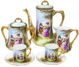 469 - JUEGO DE CAFÉ EN PORCELANA DE PRINCIPIOS DEL S.XX