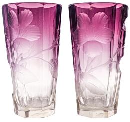 47 - PAREJA DE VASOS EN CRISTAL DEL SEGUNDO CUARTO DEL S.XX