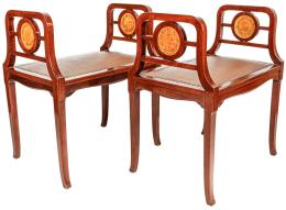73 - PAREJA DE BANQUETAS MODERNISTAS CIRCA 1900