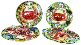 419 - CUATRO PLATOS DECORATIVOS EN CERÁMICA ESMALTADA AÑOS 60