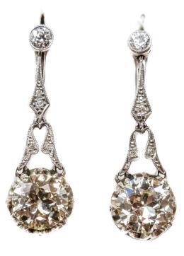 112 - PENDIENTES CON DIAMANTES DE PPS. DEL S.XX
