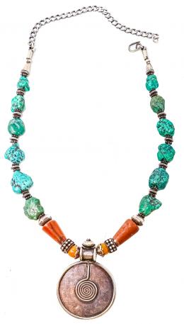 117 - COLLAR ETNICO CON TURQUENITA Y PLATA