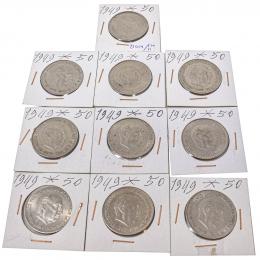 351 - LOTE DE 10 MONEDAS DE 5 PESETAS