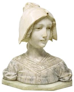 713 - BUSTO EN MARMOL "JOVEN CAMPESINA"