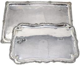 628 - DOS BANDEJAS DE PLATA DE FORMA RECTANGULAR