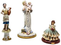 491 - TRES FIGURAS EN PORCELANA DE MEDIADOS DEL S.XX