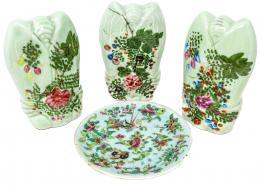 360 - TRES JARDINERAS Y PLATO ORIENTALES 
