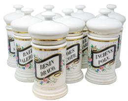 375 - CONJUNTO DE 8 TARROS DE FARMACIA DE MEDIADOS S.XIX