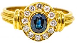 86 - ANILLO ROSETÓN CON ZAFIRO Y BRILLANTES