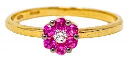85 - ANILLO ROSETÓN CON RUBÍES Y BRILLANTE