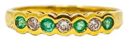 75 - ANILLO MEDIA ALIANZA CON BRILLANTES Y ESMERALDAS
