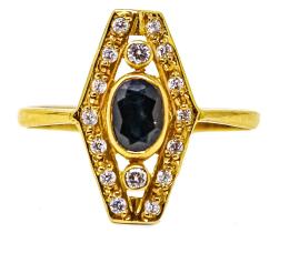 71 - ANILLO LANZADERA CON ZAFIRO Y BRILLANTES
