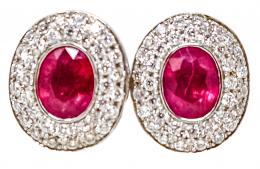 149 - PENDIENTES ROSETONES CON RUBÍES Y BRILLANTES