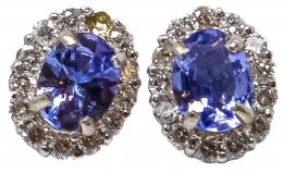 123 - PENDIENTES ROSETONES CON TANZANITAS Y BRILLANTES