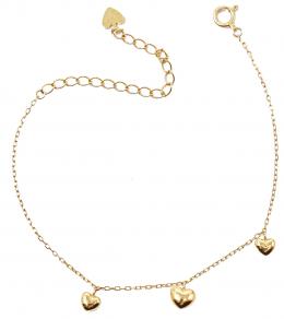 130 - PULSERA DE ORO CON CORAZONES