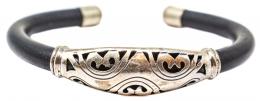 141 - PULSERA ESCLAVA DE PLATA Y CAUCHO