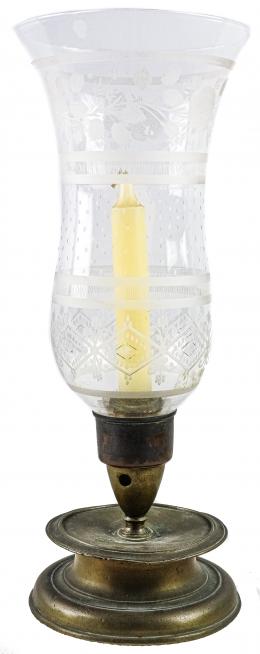 772 - CANDELERO CON TULIPA EN CRISTAL DE PRINCIPIOS DEL S.XX
