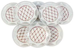 416 - CONJUNTO DE 8 PLATOS EN PORCELANA DEL SEGUNDO CUARTO  S.XX