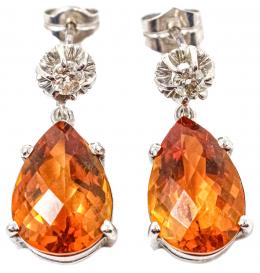 119 - PENDIENTES CON BRILLANTES Y CUARZO NARANJA