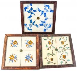 478 - TRES PLAFONES DE BALDOSAS DE MUESTRA DE PRINCIPIOS DEL S.XX