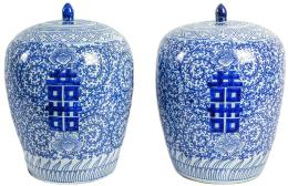 392 - PAREJA DE TIBORS EN PORCELANA CHINA DEL ÚLTIMO TERCIO S.XX