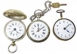 185 - TRES RELOJES DE BOLSILLO DE FLES. DEL S.XIX