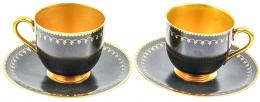 428 - DOS TACITAS CON PLATO PORCELANA INGLESA DE PRINCIPIOS S.XX