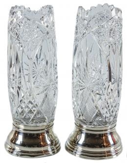 46 - PAREJA DE JARRONES EN CRISTAL DEL PRIMER TERCIO DEL S.XX